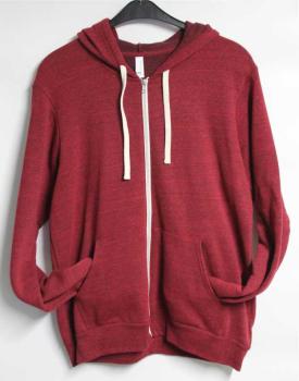 Unisex Triblend Kapuzen Sweatjacke  dark red triblend