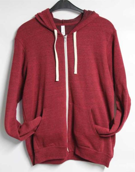 Unisex Triblend Kapuzen Sweatjacke  dark red triblend